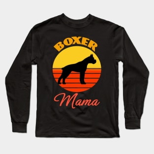 Boxer Dog Mama Mom Mother's Day Dog puppy Lover Cute Sunser Retro Funny Long Sleeve T-Shirt